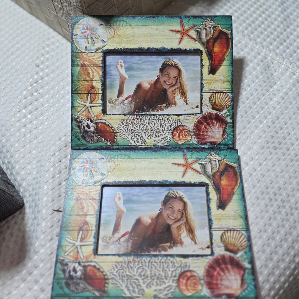 AGIFTCORP SET OF 2 BEACH SHELLS PICTURE FRAME  MATCHING